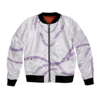 Aloha Lei Mikioi Bomber Jacket Purple Polynesian Tribal Tatau Pattern