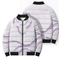 Aloha Lei Mikioi Bomber Puffer Jacket Purple Polynesian Tribal Tatau Pattern LT9 - Polynesian Pride