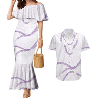 Aloha Lei Mikioi Couples Matching Mermaid Dress and Hawaiian Shirt Purple Polynesian Tribal Tatau Pattern