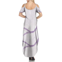 Aloha Lei Mikioi Family Matching Summer Maxi Dress and Hawaiian Shirt Purple Polynesian Tribal Tatau Pattern