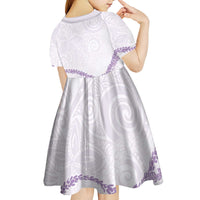 Aloha Lei Mikioi Kid Short Sleeve Dress Purple Polynesian Tribal Tatau Pattern LT9 - Polynesian Pride