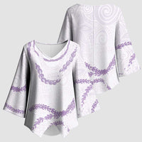 Aloha Lei Mikioi Kimono Sleeve Blouse Purple Polynesian Tribal Tatau Pattern LT9 - Polynesian Pride