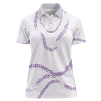 Aloha Lei Mikioi Women Polo Shirt Purple Polynesian Tribal Tatau Pattern