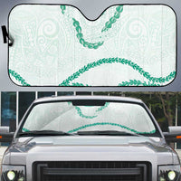 Aloha Lei Mikioi Auto Sun Shade Sage Green Polynesian Tribal Tatau Pattern - Polynesian Pride