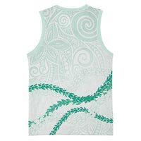 Aloha Lei Mikioi Basketball Jersey Sage Green Polynesian Tribal Tatau Pattern LT9 - Polynesian Pride
