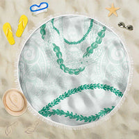 Aloha Lei Mikioi Beach Blanket Sage Green Polynesian Tribal Tatau Pattern LT9 One Size 150cm Green - Polynesian Pride