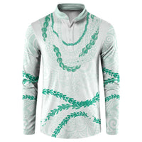 Aloha Lei Mikioi Button Sweatshirt Sage Green Polynesian Tribal Tatau Pattern LT9 Green - Polynesian Pride