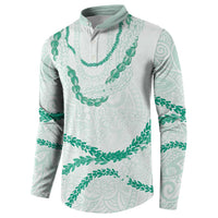 Aloha Lei Mikioi Button Sweatshirt Sage Green Polynesian Tribal Tatau Pattern LT9 - Polynesian Pride