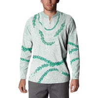 Aloha Lei Mikioi Button Sweatshirt Sage Green Polynesian Tribal Tatau Pattern LT9 - Polynesian Pride