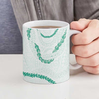 Aloha Lei Mikioi Ceramic Mug Sage Green Polynesian Tribal Tatau Pattern - Polynesian Pride