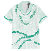 Aloha Lei Mikioi Family Matching Long Sleeve Bodycon Dress and Hawaiian Shirt Sage Green Polynesian Tribal Tatau Pattern