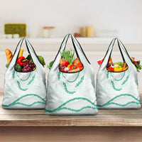 Aloha Lei Mikioi Grocery Bag Sage Green Polynesian Tribal Tatau Pattern LT9 3-pack One Size Green - Polynesian Pride