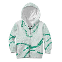 Aloha Lei Mikioi Kid Hoodie Sage Green Polynesian Tribal Tatau Pattern