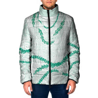 Aloha Lei Mikioi Padded Jacket Sage Green Polynesian Tribal Tatau Pattern LT9 Men Green - Polynesian Pride