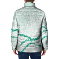 Aloha Lei Mikioi Padded Jacket Sage Green Polynesian Tribal Tatau Pattern LT9 - Polynesian Pride