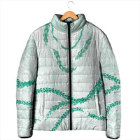 Aloha Lei Mikioi Padded Jacket Sage Green Polynesian Tribal Tatau Pattern LT9 - Polynesian Pride