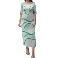 Aloha Lei Mikioi Puletasi Sage Green Polynesian Tribal Tatau Pattern