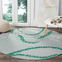 Aloha Lei Mikioi Round Carpet Sage Green Polynesian Tribal Tatau Pattern