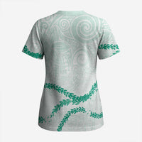 Aloha Lei Mikioi Scrub Top Sage Green Polynesian Tribal Tatau Pattern - Polynesian Pride