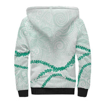 Aloha Lei Mikioi Sherpa Hoodie Sage Green Polynesian Tribal Tatau Pattern LT9 - Polynesian Pride