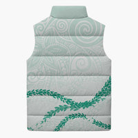 Aloha Lei Mikioi Sleeveless Puffer Jacket Sage Green Polynesian Tribal Tatau Pattern LT9 - Polynesian Pride