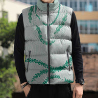 Aloha Lei Mikioi Sleeveless Puffer Jacket Sage Green Polynesian Tribal Tatau Pattern LT9 - Polynesian Pride