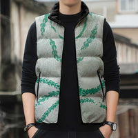 Aloha Lei Mikioi Sleeveless Puffer Jacket Sage Green Polynesian Tribal Tatau Pattern LT9 - Polynesian Pride