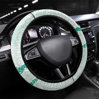 Aloha Lei Mikioi Steering Wheel Cover Sage Green Polynesian Tribal Tatau Pattern LT9 Universal Fit Green - Polynesian Pride
