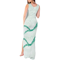 Aloha Lei Mikioi Tank Maxi Dress Sage Green Polynesian Tribal Tatau Pattern