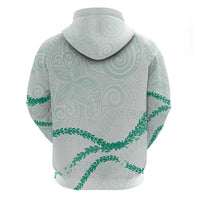 Aloha Lei Mikioi Zip Hoodie Sage Green Polynesian Tribal Tatau Pattern