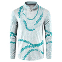 Aloha Lei Mikioi Button Sweatshirt Teal Polynesian Tribal Tatau Pattern LT9 Teal - Polynesian Pride