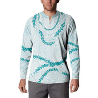 Aloha Lei Mikioi Button Sweatshirt Teal Polynesian Tribal Tatau Pattern LT9 - Polynesian Pride
