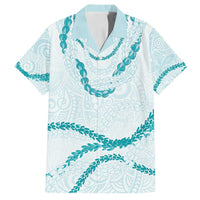 Aloha Lei Mikioi Family Matching Tank Maxi Dress and Hawaiian Shirt Teal Polynesian Tribal Tatau Pattern
