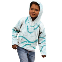 Aloha Lei Mikioi Kid Hoodie Teal Polynesian Tribal Tatau Pattern