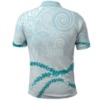Aloha Lei Mikioi Polo Shirt Teal Polynesian Tribal Tatau Pattern