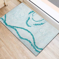 Aloha Lei Mikioi Rubber Doormat Teal Polynesian Tribal Tatau Pattern LT9 - Polynesian Pride