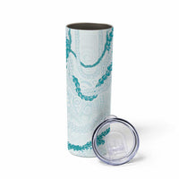 Aloha Lei Mikioi Skinny Tumbler Teal Polynesian Tribal Tatau Pattern