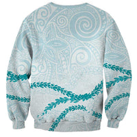 Aloha Lei Mikioi Sweatshirt Teal Polynesian Tribal Tatau Pattern LT9 - Polynesian Pride