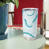 Aloha Lei Mikioi Tumbler Cup Teal Polynesian Tribal Tatau Pattern