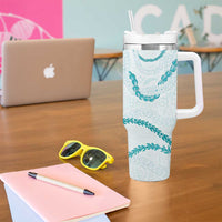 Aloha Lei Mikioi Tumbler With Handle Teal Polynesian Tribal Tatau Pattern