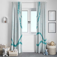 Aloha Lei Mikioi Window Curtain Teal Polynesian Tribal Tatau Pattern LT9 - Polynesian Pride