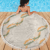 Aloha Pakalana and Puakenikeni Lei Beach Blanket Beige Hawaiian Pattern LT9 - Polynesian Pride
