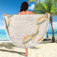 Aloha Pakalana and Puakenikeni Lei Beach Blanket Beige Hawaiian Pattern LT9 - Polynesian Pride