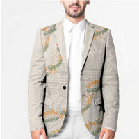Aloha Pakalana and Puakenikeni Lei Blazer Beige Hawaiian Pattern LT9 - Polynesian Pride