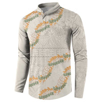 Aloha Pakalana and Puakenikeni Lei Button Sweatshirt Beige Hawaiian Pattern LT9 - Polynesian Pride