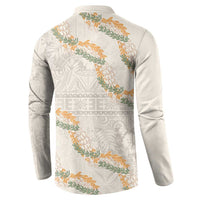 Aloha Pakalana and Puakenikeni Lei Button Sweatshirt Beige Hawaiian Pattern LT9 - Polynesian Pride