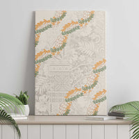 Aloha Pakalana and Puakenikeni Lei Canvas Wall Art Beige Hawaiian Pattern LT9 - Polynesian Pride