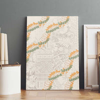 Aloha Pakalana and Puakenikeni Lei Canvas Wall Art Beige Hawaiian Pattern LT9 - Polynesian Pride