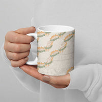 Aloha Pakalana and Puakenikeni Lei Ceramic Mug Beige Hawaiian Pattern LT9 - Polynesian Pride