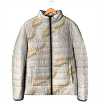 Aloha Pakalana and Puakenikeni Lei Padded Jacket Beige Hawaiian Pattern LT9 - Polynesian Pride